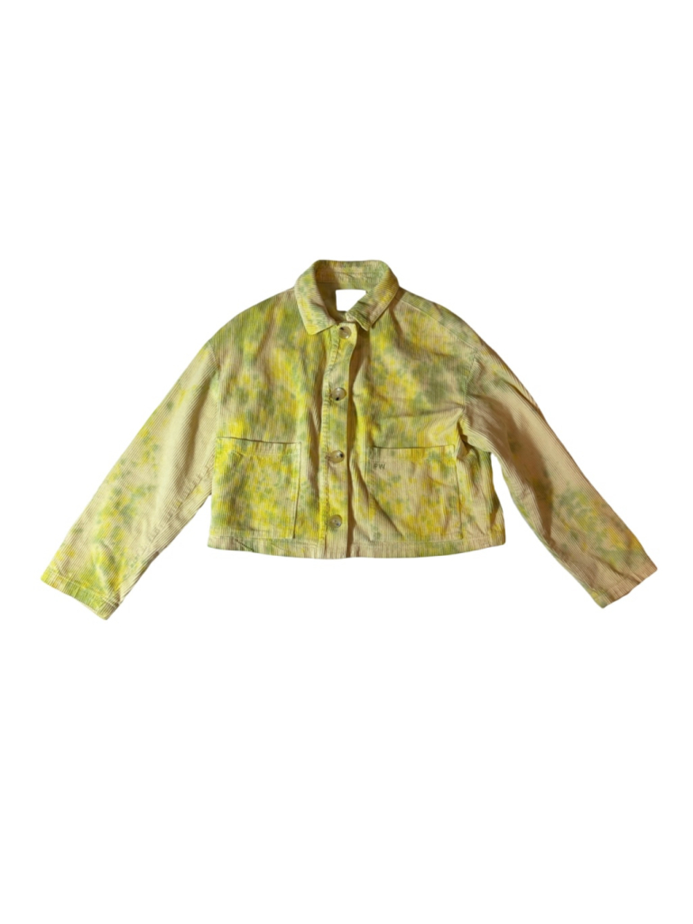 Paloma Wool Tie Dye Corduroy Cropped Jacket Yellow Green Size S
